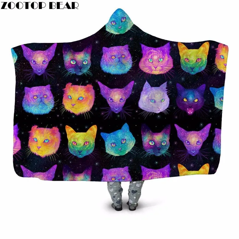 3D принтом цветное кошачье зажигалка с капюшоном одеяло офисные рассеяния