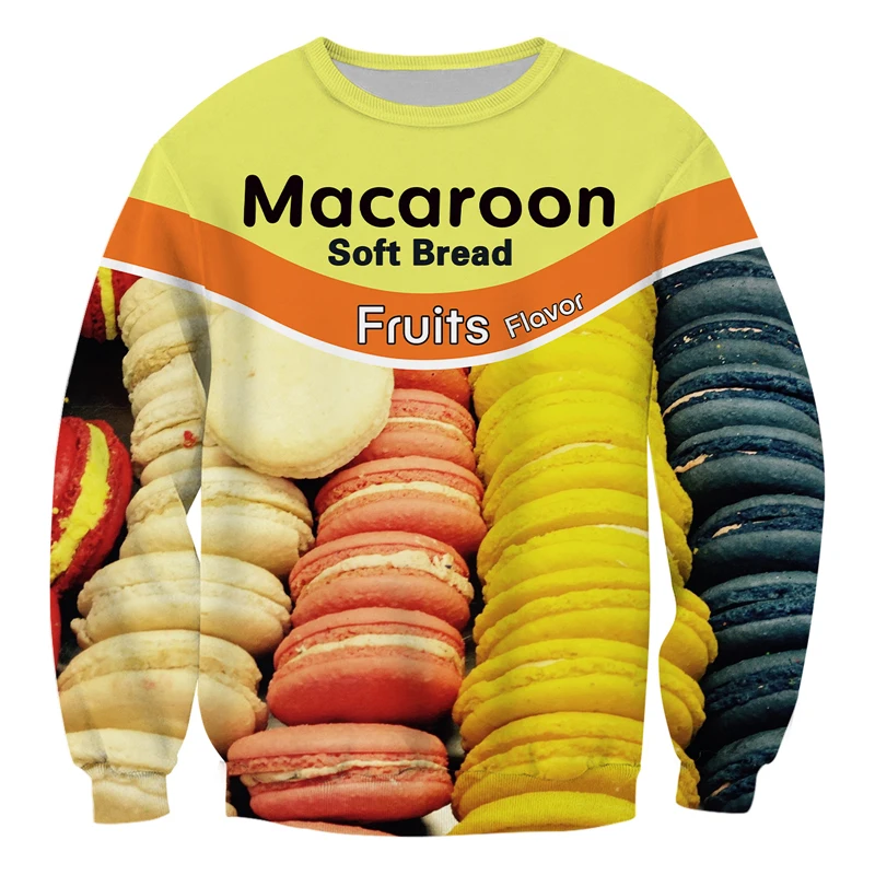 Осенняя мужская Толстовка Cloudstyle с забавным принтом макарун Мужская толстовка
