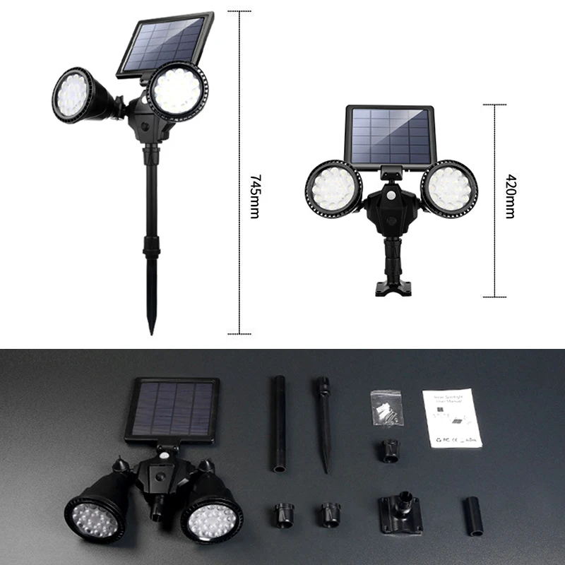 Уличная Водонепроницаемая светодиодная лампа на солнечной батарее с датчиком
