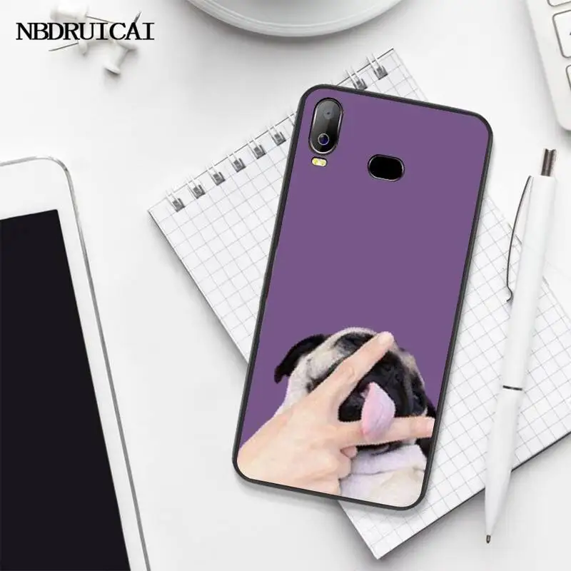 NBDRUICAI Pug Французский бульдог ТПУ черный чехол для телефона Корпус Samsung A10 A20 A30 A40 A50