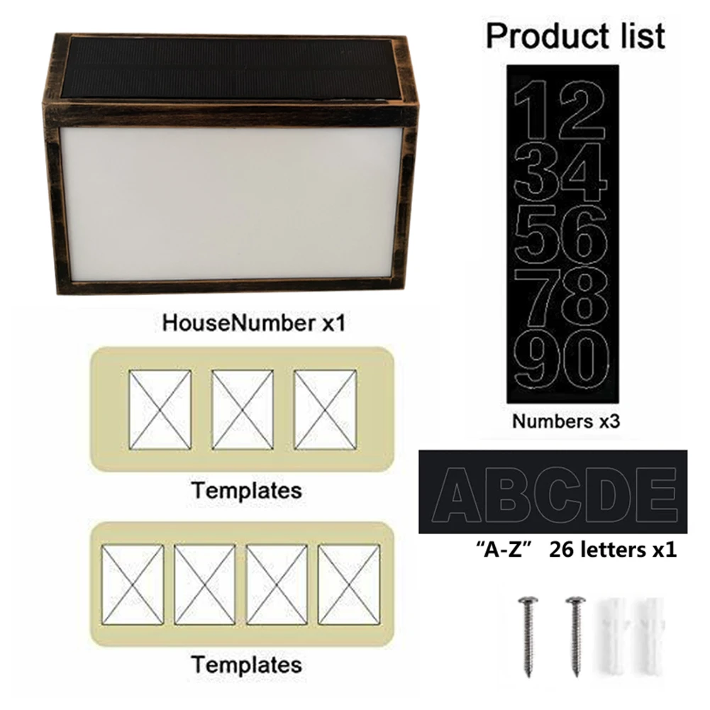 

IP44 Waterproof House Plaque Solar Home Yard 10 LED Address Wall Lamp Sign Numbers Light Street Garden Door Decoration