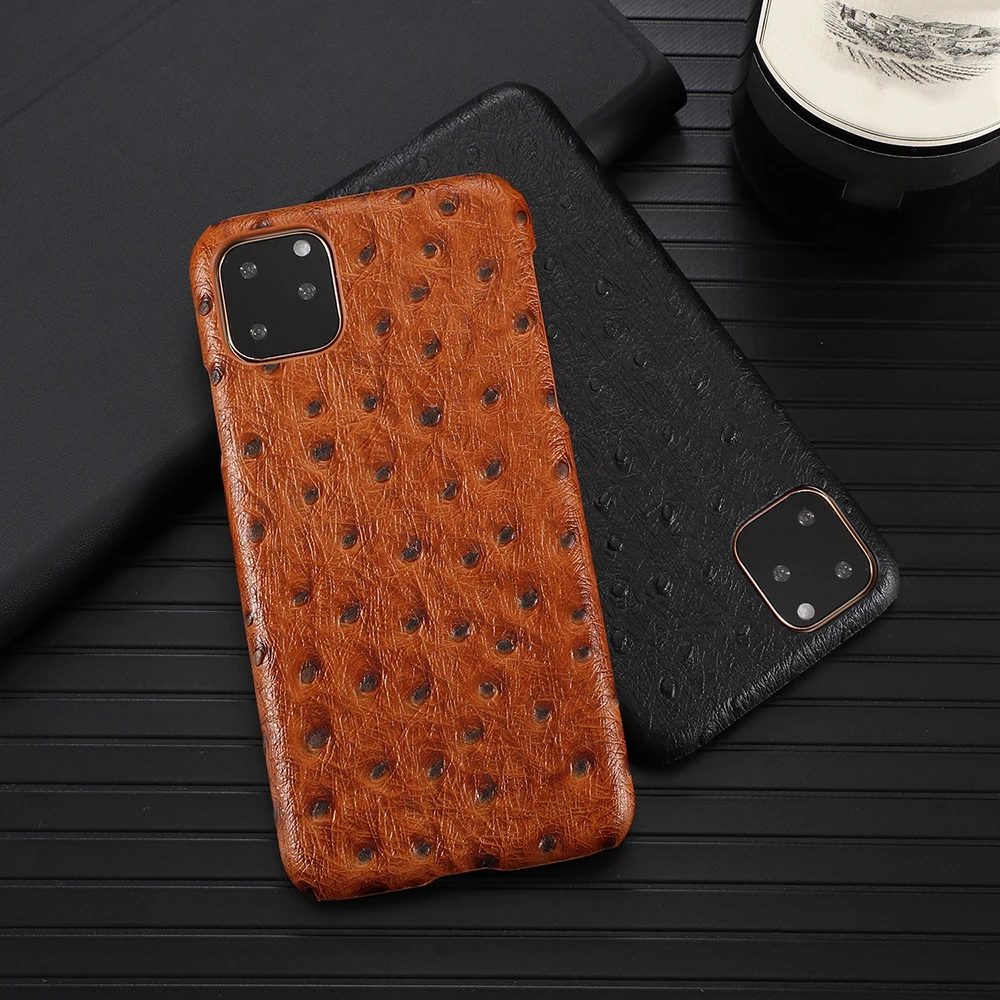 Роскошный чехол из натуральной кожи с узором страуса для iPhone12 iPhone 12 11 Pro XS Max 12Pro XR X