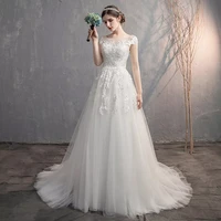 2021 summer wedding dresses sleeveless lace tulle a line beach appliques bohemia bridal dresses back lace up wedding ball gowns