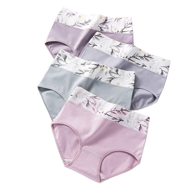 4 шт./лот женские трусики с высокой талией дышащее Мягкое хлопковое женское
