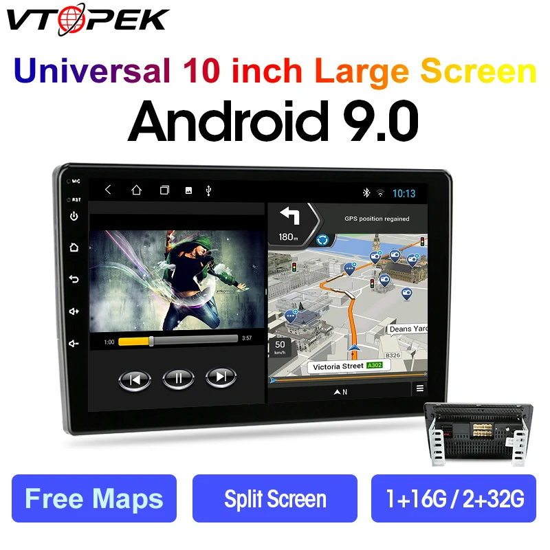 Vtopek 2din Android 9 0 универсальный автомобильный Радио Мультимедийный видео плеер