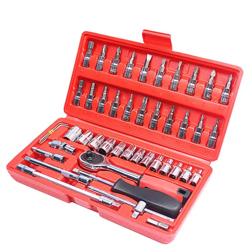Полный набор инструментов из 46 предметов красный классический ящик для с