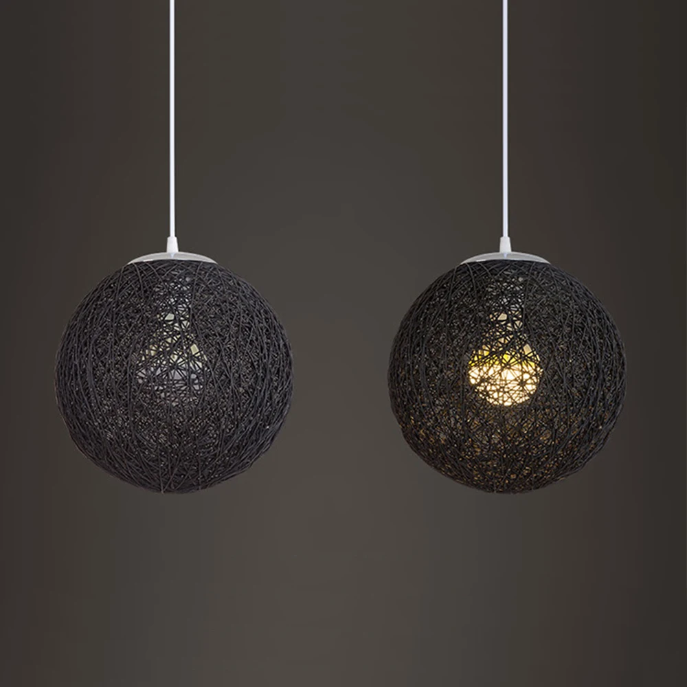 Ротанговый шар E27 подвесные светильники скандинавские для гостиной фойе кофейни