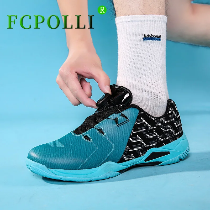 

New Luxury Brand Badminton Training for Unisex Blue Green Table Tennis Shoes Boy Quick Lacing Man Sport Sneakers Big Size 46 47