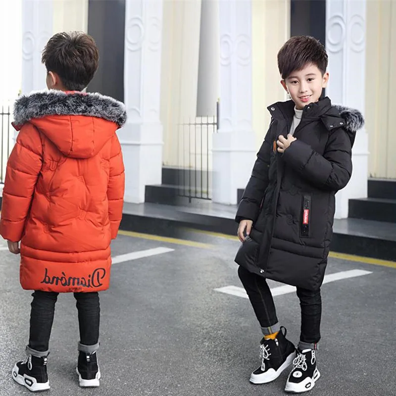 Стеганая Меховая куртка для мальчиков подростков зимнее пальто в Корейском