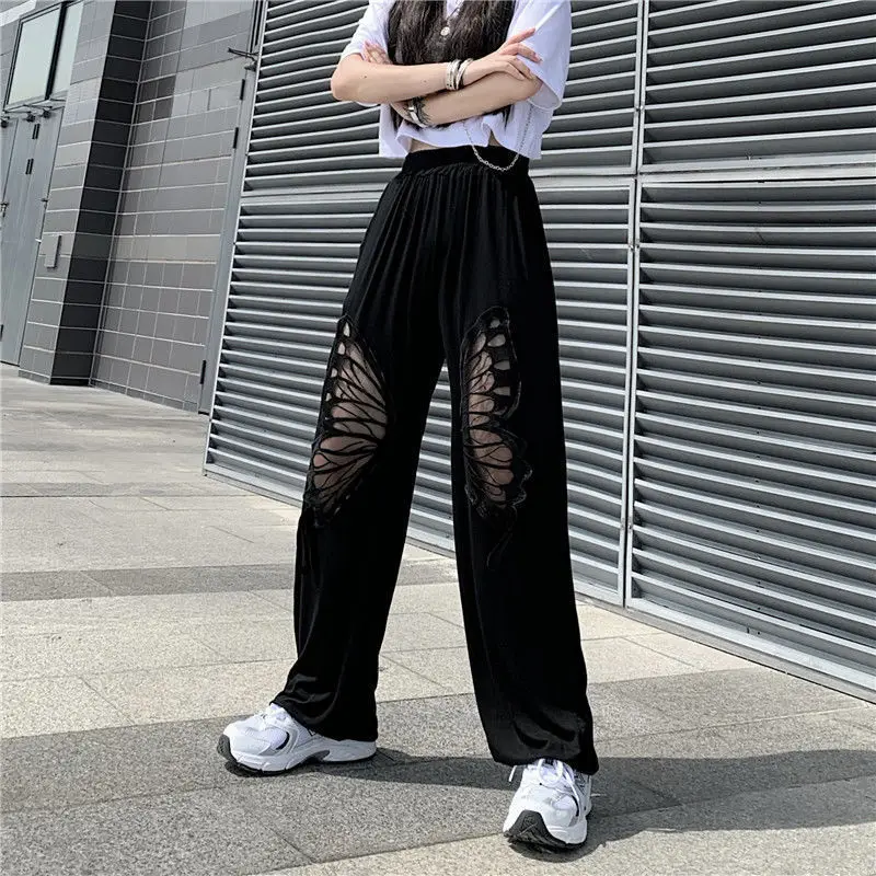 

2021 new pants women's loose fit Korean spring and summer casual high waist straight pants sports student wide leg pants fashion