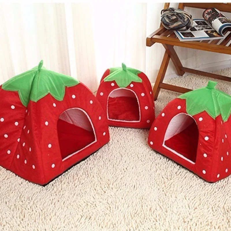 Creative Kennel Cat Nest Teddy dog Fruit Banana Strawberry Pineapple watermelon cotton bed warm pet Products Foldable Dog house images - 6