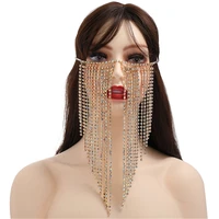 bohemia face chain jewelry mask female luxury crystal rhinestone tassle chain hyperbole dance party head band boho accessories