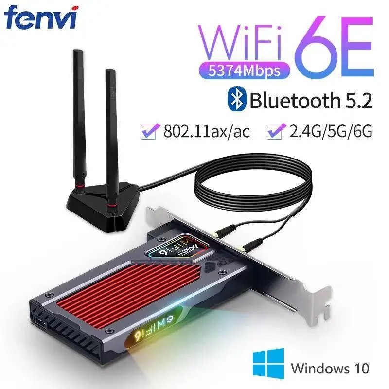 Сетевая карта Wi-Fi Fenvi 6e Intel AX210 PCIe Bluetooth 5 2 AX210NGW 4 ГГц/5G ГГц RGB AX200 BT5.1 802.11ax | Компьютеры