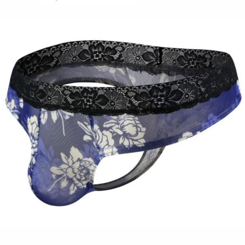 

Men Underwear Sexy Low Rise Underpants Net Gauze Style Thong T-Back G-String Briefs Solid Color Lingerie Underwear Male