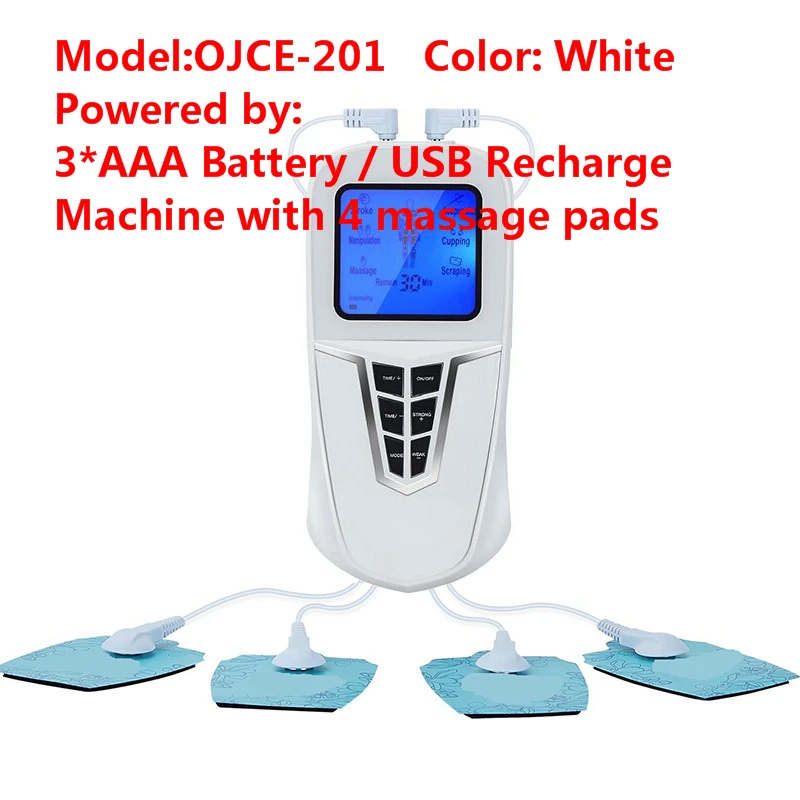OJCE-201 White OLIECO Электрический Импульсный массажёр USB Перезаряжаемый скульптор для похудения тела 6 режимов массажер Tens Акупунктура стимулятор мышц CE - Цвет: OJCE-201 White