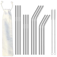 12pcs reusable drinking straw 304 stainless steel metal straws for 30oz and 20oz tumblers with 2 cleaning brushes included