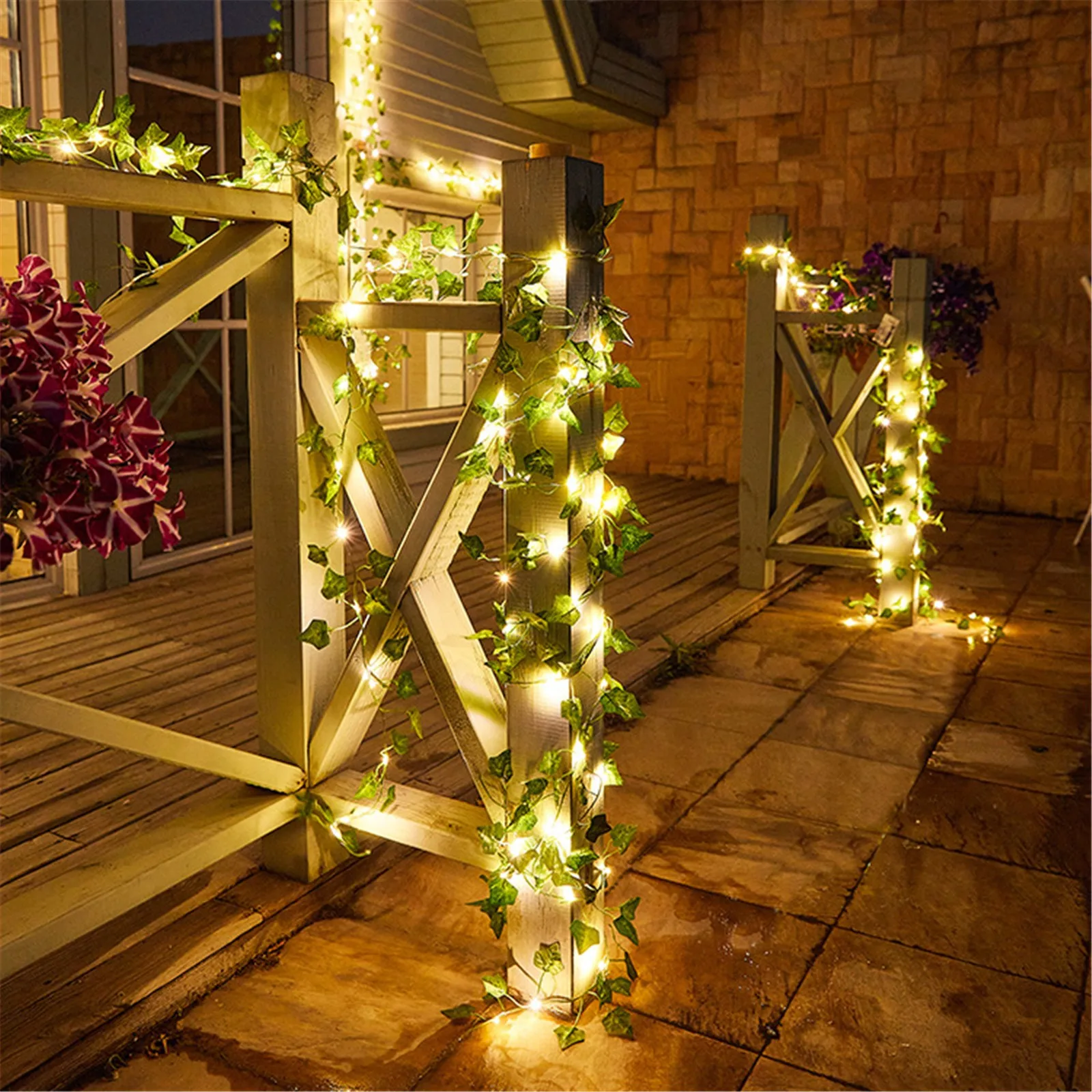 

Solar Lighting Strings Wedding Artificial Garland String Vine Light Outdoor Party Decoration Garden Decor Solar Lights Strings