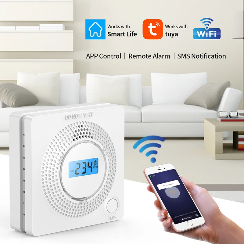 2 in 1 lcd display carbon monoxide smoke combo detector battery operated co alarm with led light flashing sound warning free global shipping