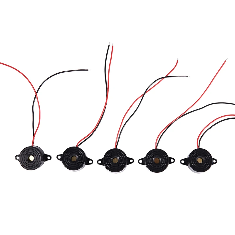 

5 Pcs DC 3-24V 85dB Sound Electronic Buzzer Alarm Black 23 x 12mm