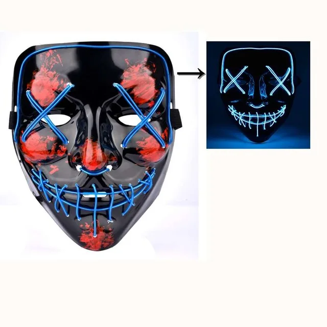 green led mask Неоновая светодиодный тушь для ресниц на Хэллоуин, светится в темноте, страшная маска с черепом, Вечерние Маски для костюмированной вечеринки - Цвет: green led mask