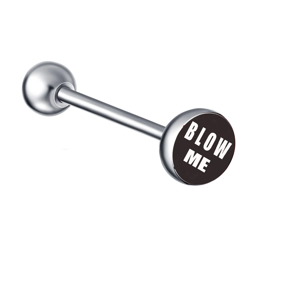 blow me TIANCIFBYJS из нержавеющей стали 14 г металлический пирсинг для тела логотип кольца для сосков спиральные украшения для пирсинга украшение-серьга для тела для женщин мужчин 1 шт. или 1 комплект - Окраска металла: blow me
