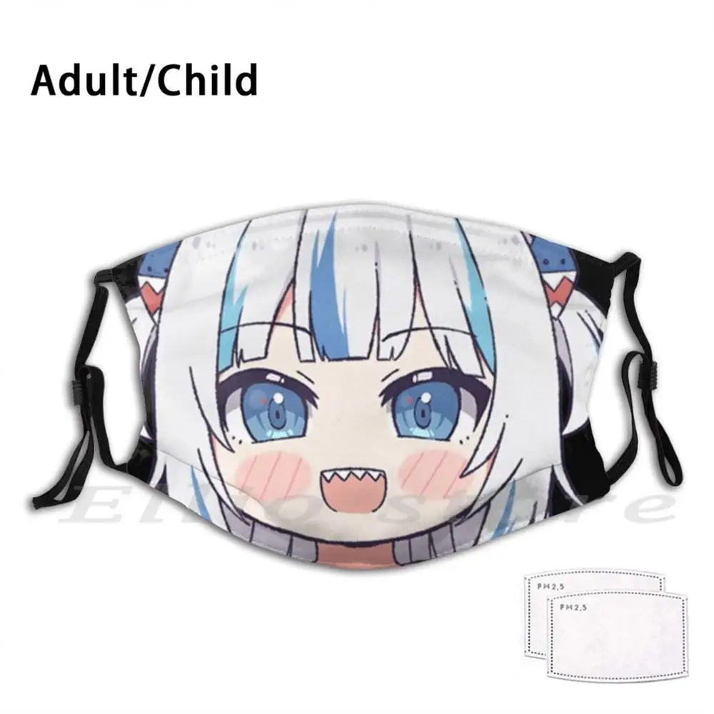 

Многоразовая маска-шарф Gawr Gura Chibi, фильтрующая маска Gawr Gura Chibi Hololive для геймеров аниме, геймеров для игр, YouTube Mio Holo Live