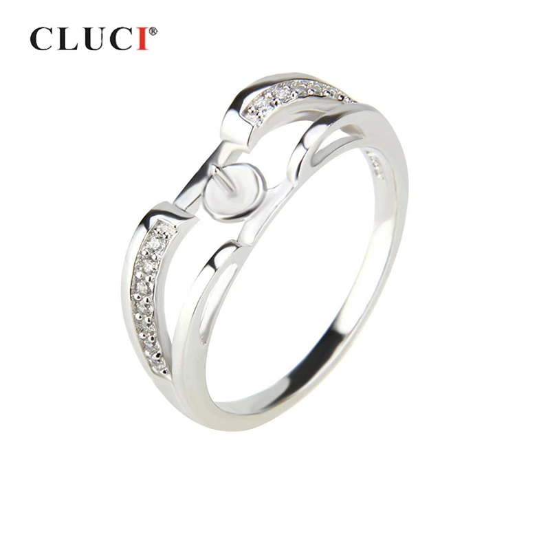 CLUCI Real Sivlver 925 женские кольца для помолвки ювелирные изделия из стерлингового серебра 925 пробы цирконовая жемчужина кольцо Крепление