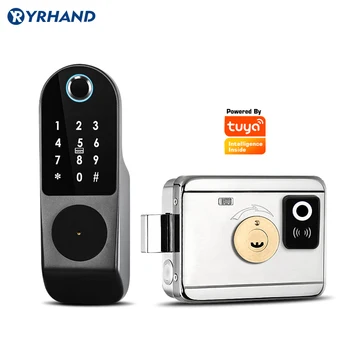 Two way Fingerprint Garden Tuya Smart Home WiFi Secure Keypad remote control deadbolt Electronic Digital Smart rfid door lock