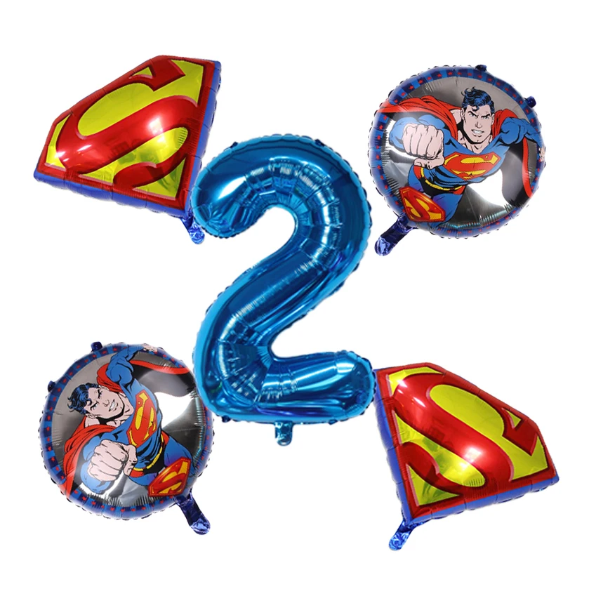 Набор воздушных шаров из алюминиевой пленки с супергероем для мальчиков 5 шт.