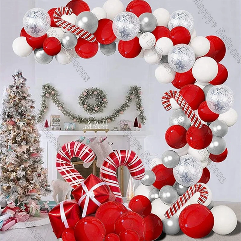 

Матовый красный, хромированный, серебристый цвет, воздушные шары-гирлянды Kit, украшение на новый год, белый шар, АРКА, сделай сам, Рождественский Декор для вечеринки 2022