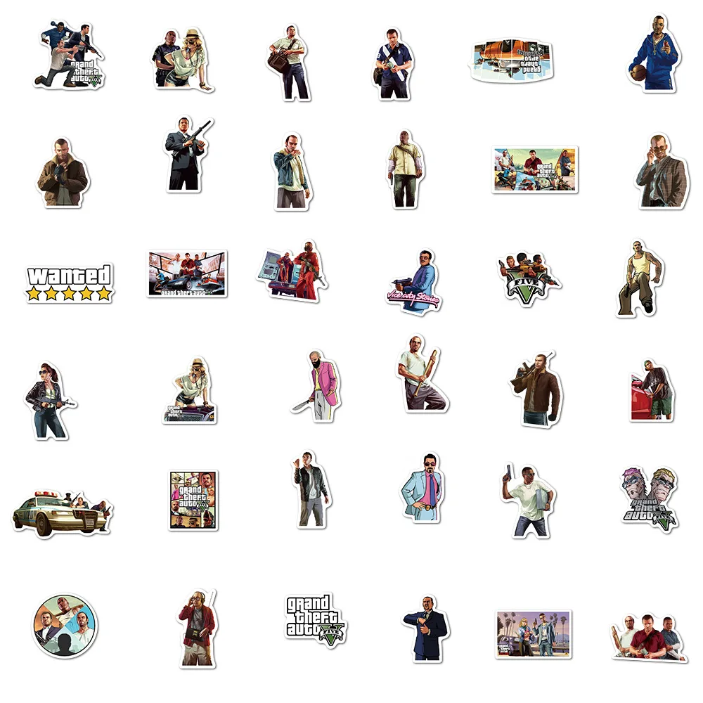 103050pcs game gta stickers graffiti travel luggage guitar laptop bike waterproof cool classic stickers decal joke for kid toy free global shipping