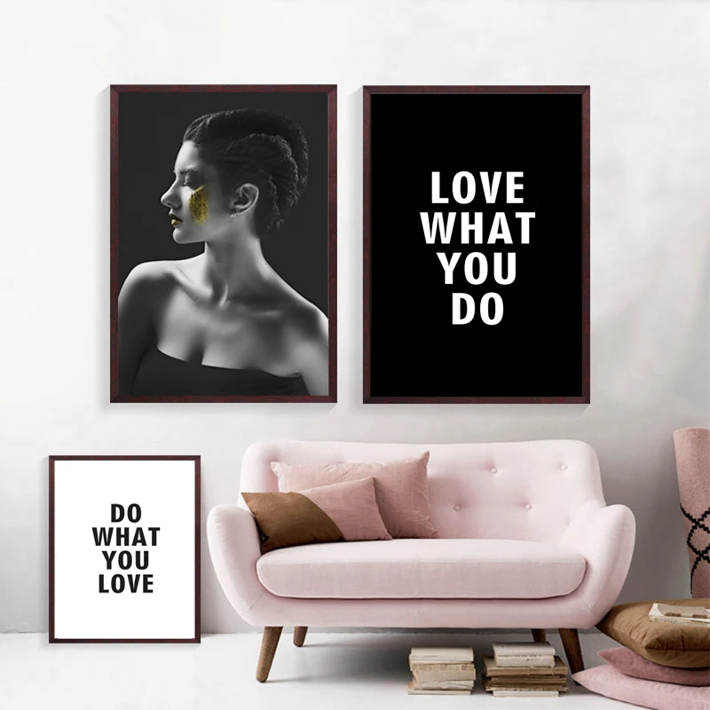 Картина на холсте для женщин черная модная с изображением персонажа настенный