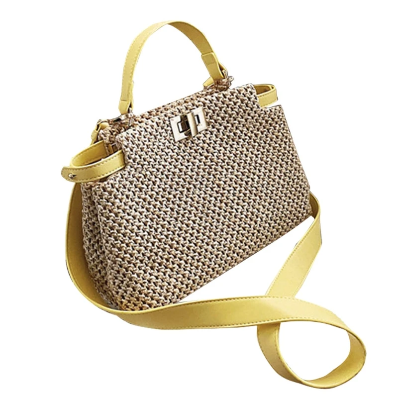 

Женская Соломенная пляжная сумка-хобо K5DA, плетеная летняя сумочка с пряжкой в богемном стиле для отпуска, повседневный тоут на плечо для дев...