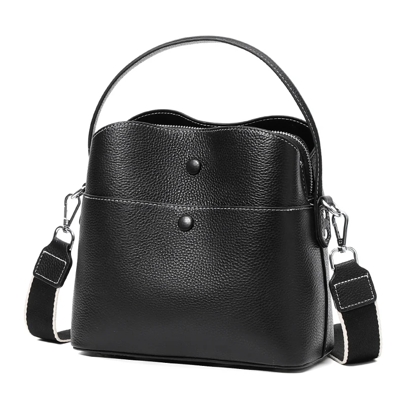 

100% Genuine Leather Luxury Designer Quality Handbag Women Crossbody Bags Ladies Fashion Wide Shoulder Bag Female Shopping Totes