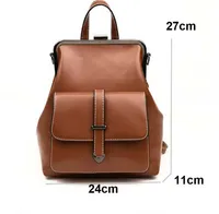 European Vintage Style Women Solid High Quality Leather Double Shoulder Bags Classical Design Casual Backpack Ladies Travel Bag