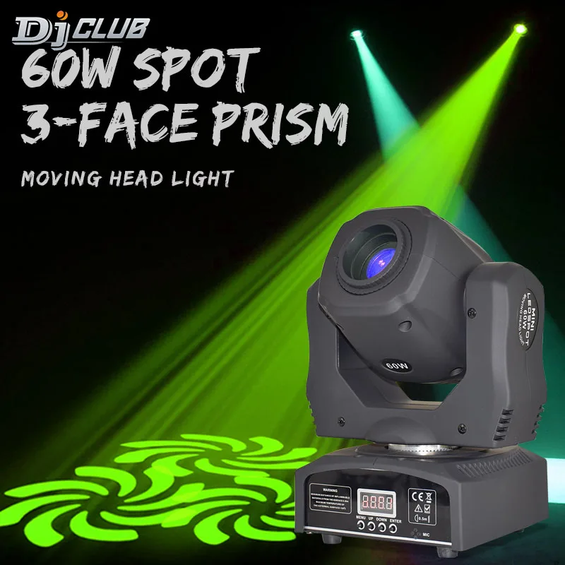 Stage Light LED Moving Head 60W Lyre Spot Dj Light With 3 Face Prism 512DMX Control For Disco Party Club