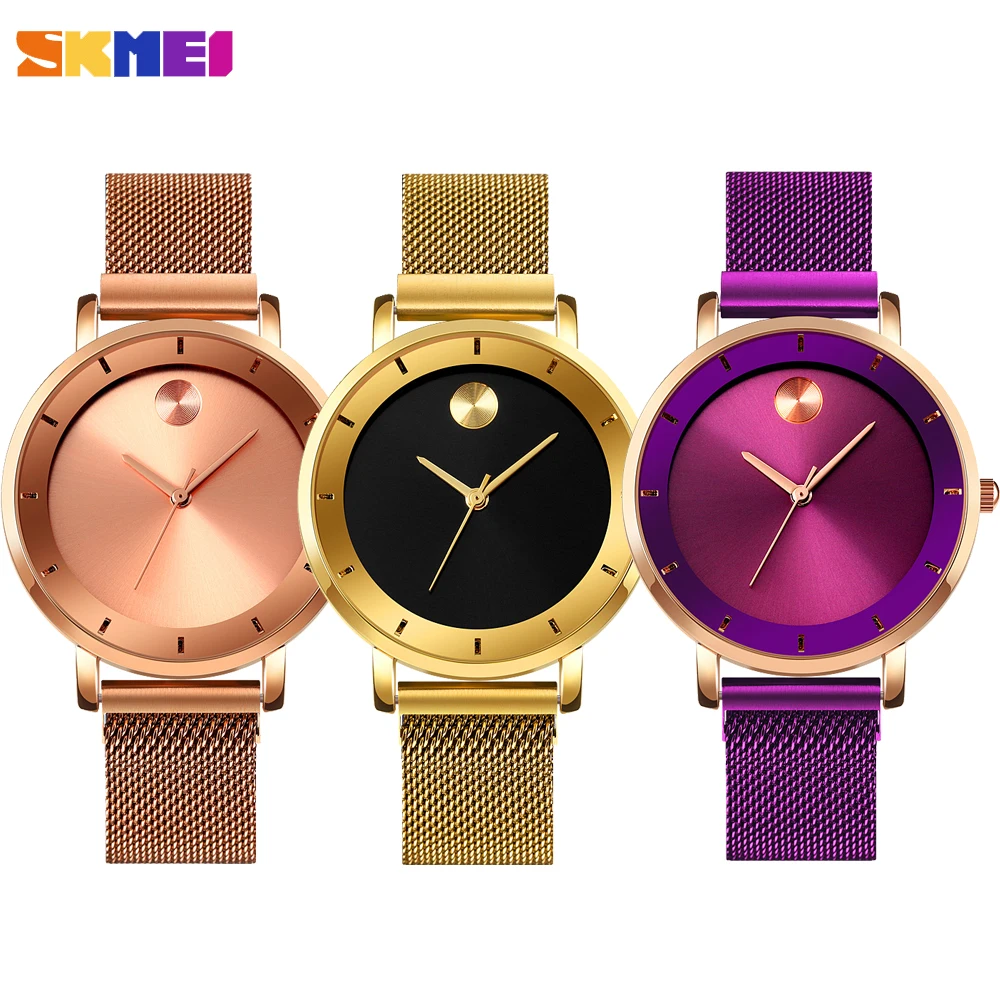 

SKMEI Elegant Quartz Women's Watch Luxury Brand Ladies Bracelet Dress Clock Steel Strap Waterproof Wristwatch Relogio Feminino