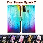 Чехол-книжка для Tecno Spark 7, кожаный, с откидной крышкой и подставкой