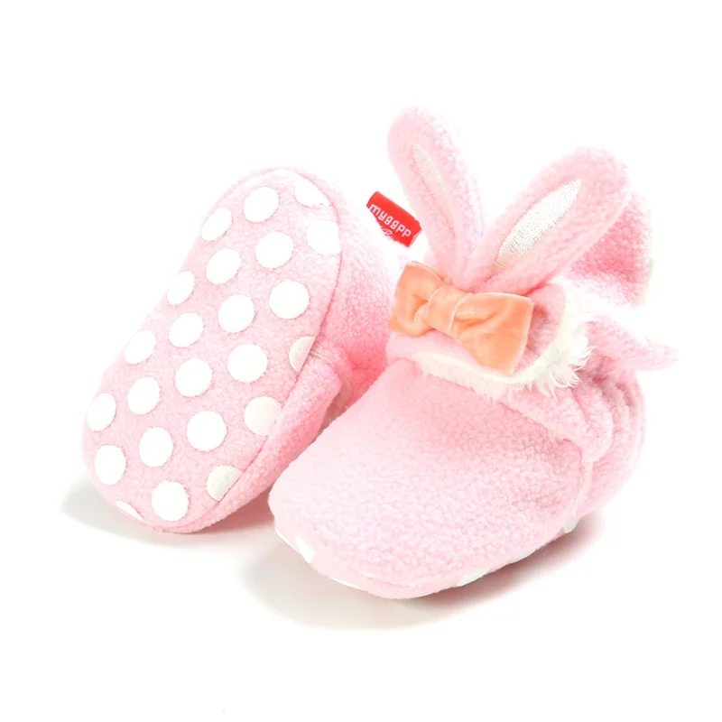 

Baby Shoes Newborn Toddler Kid Baby Girls Snow Boots Non-Slip Cute Rabbit Ear Bowknot Winter Warm Soft Soled Booties