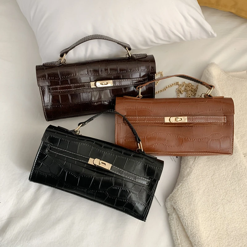 2019 Милая мини сумка на плечо с металлическим замком и крокодиловым узором PU ретро