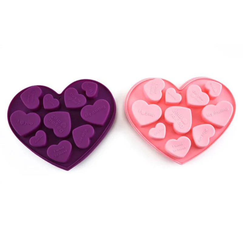 

Valentine's Day DIY Baking Mold Creative Silicone English Heart Shaped I LOVE YOU Chocolate Mold Soft Candy Jelly Kitchen Tool
