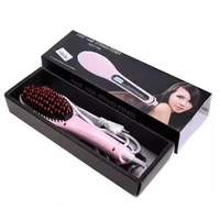 hqt 906 electric hair straightener brush fast heating ceramic irons brush comb lcd display anti scald effective magic hair comb
