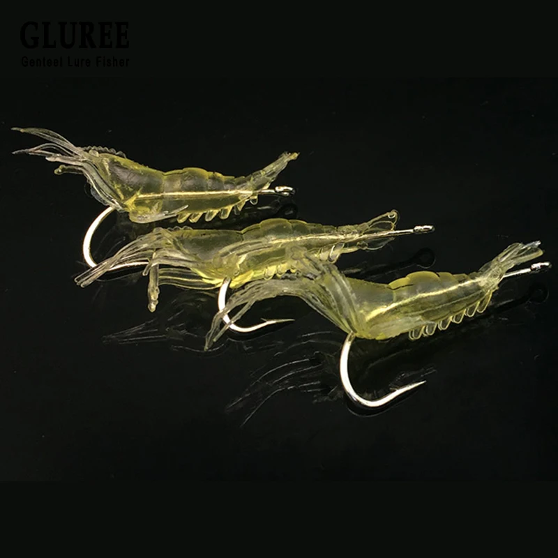 GLUREE 1 шт. 5 см мягкие желтый креветки приманки рыболовные Моделирование
