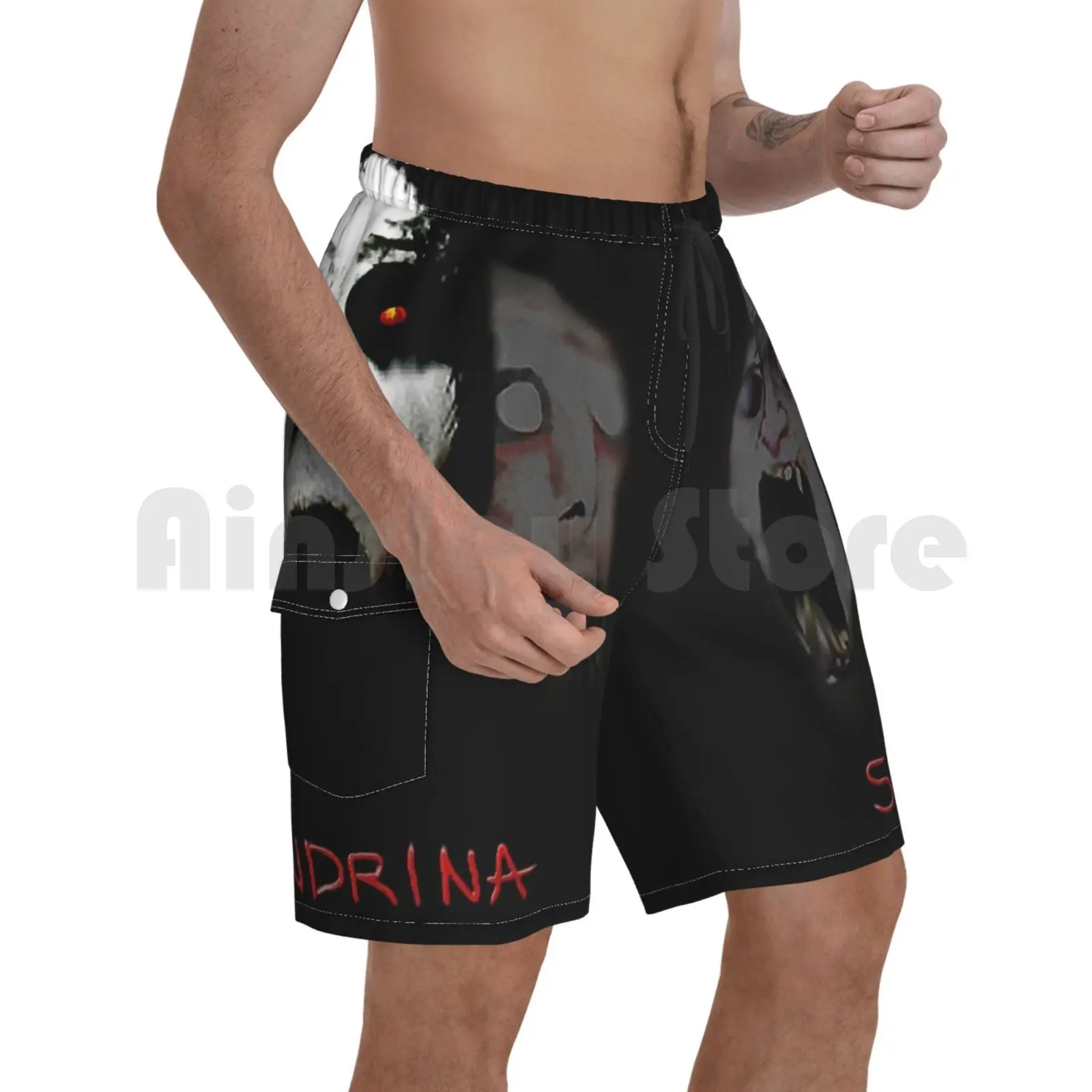 

Inspired By The Mobile Horror Game Slendrina-Granny Beach Shorts Men Beach Pants Swim Trunks Phone Horror Game