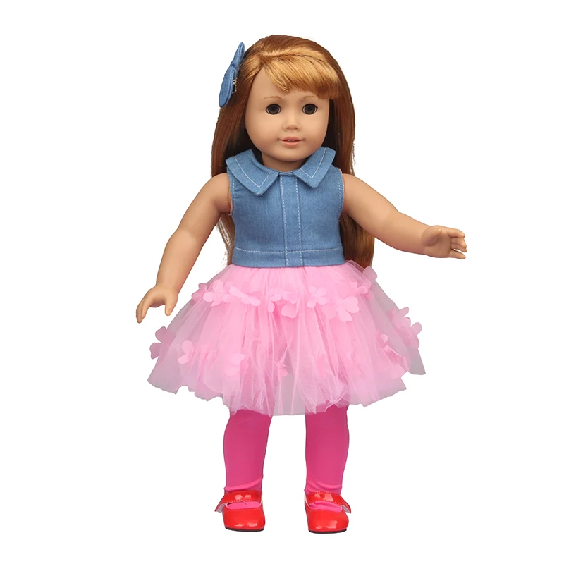 

43cm Denim Doll Clothes New Overalls Suit For 18 Inch American Doll Denim Skirt Suit Fit DIY Russia Girl Dolls