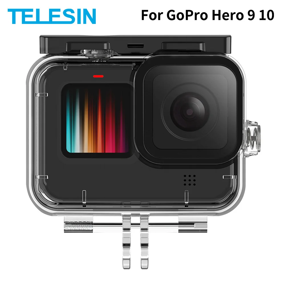 

TELESIN 50M Waterproof Case Underwater Tempered Glass Lens Diving Housing Cover for GoPro Hero 9 10 Black Camera Accessories