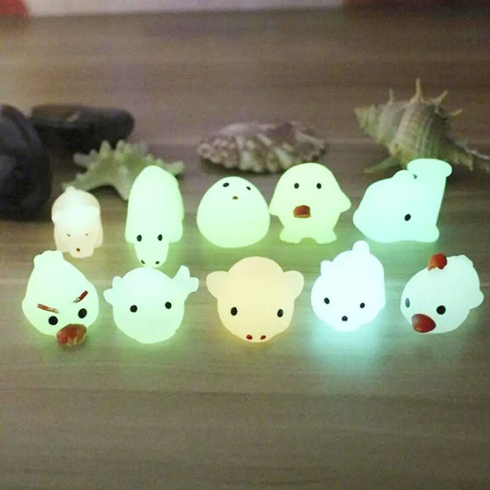 Juguete antiestr&eacute;s para apretar la tensi&oacute;n de descompresi&oacute;n para ni&ntilde;os y adultos, juguete de Animal para aliviar la tensi&oacute;n de descompresi&oacute;n, bonito sello nocturno de Color aleatorio, 1 Uds.-0
