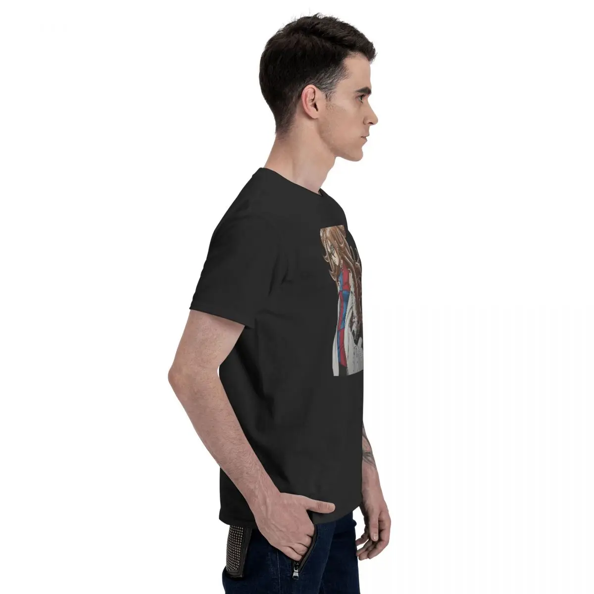 Мужская хлопковая футболка с коротким рукавом и круглым вырезом размеры до 6XL |