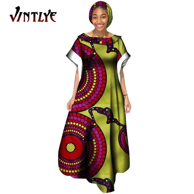 Африканские платья для женщин свободное винтажное женское платье с шарфом принт