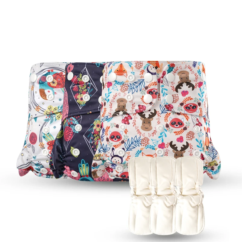 Набор тканевых подгузников Coola персикового цвета (3 + 3) Моющиеся Многоразовые